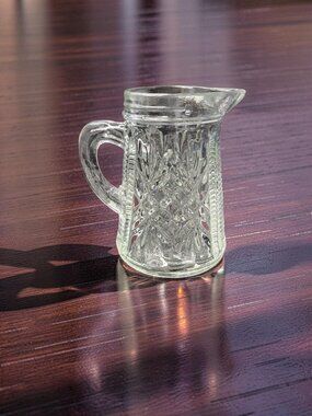 Vintage Anchor Hocking Clear Pressed Glass Creamer Handled Syrup Cup